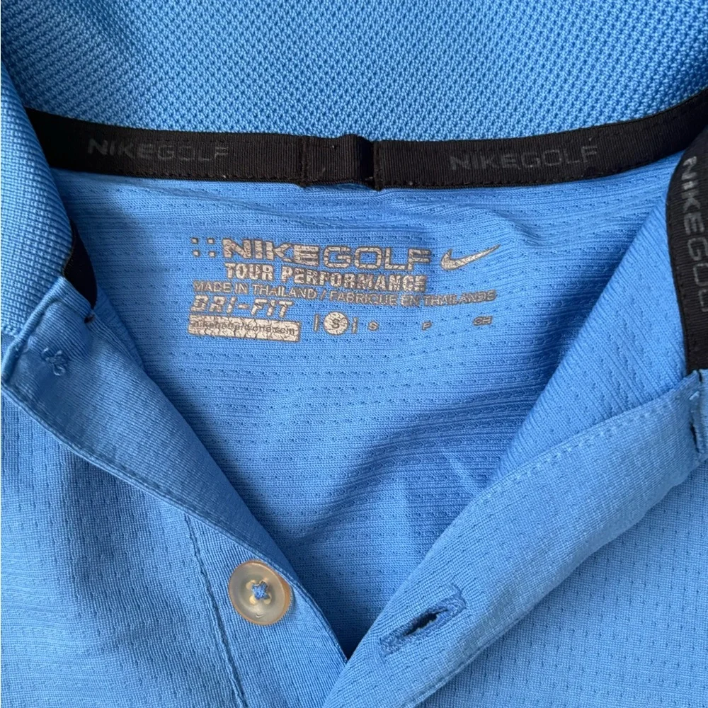 Nike Men's Blue and Yellow Striped Golf Polo - Picture 3 of 3